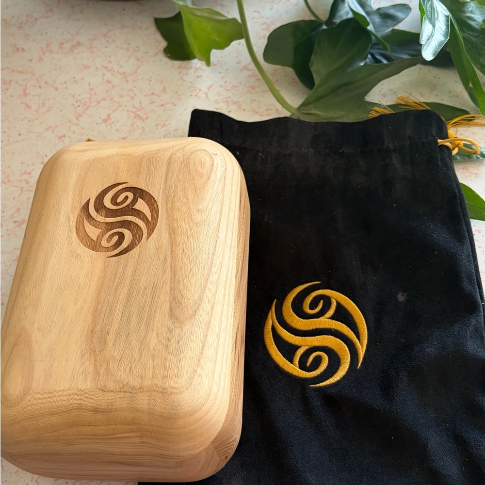 Wooden Yoga Block with Black and Gold Pouch Brand New!